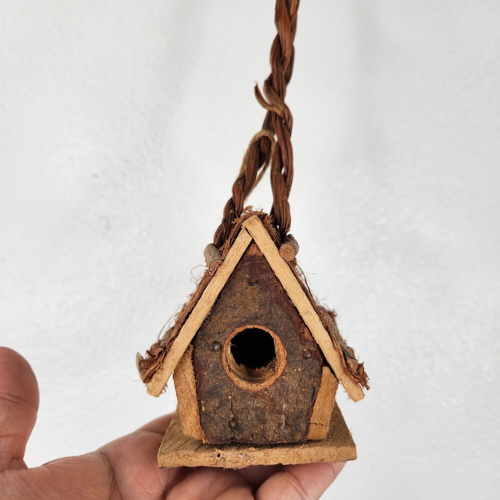 VTG Mini Hand Crafted Hanging Wooden Decor Bird House Gardening Birding